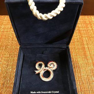 FLASH SALE Swarovski Swan Signed Disney Signed Patriotic Mickey Mouse brooch